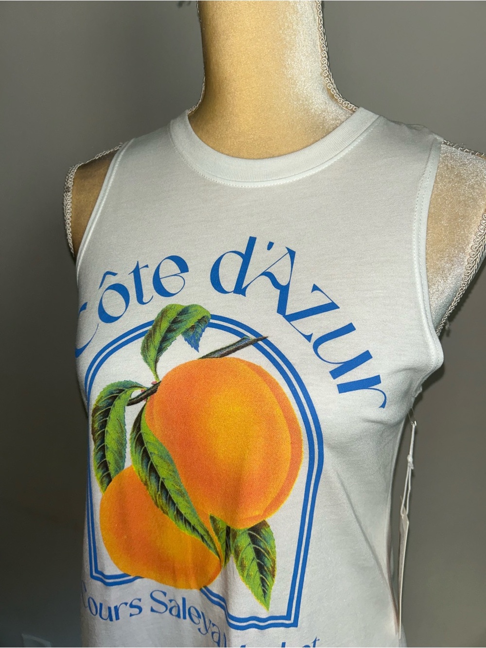 NWT 78&Sunny Grace Citrus Muscle Tank in White Sz S - Picture 2 of 7